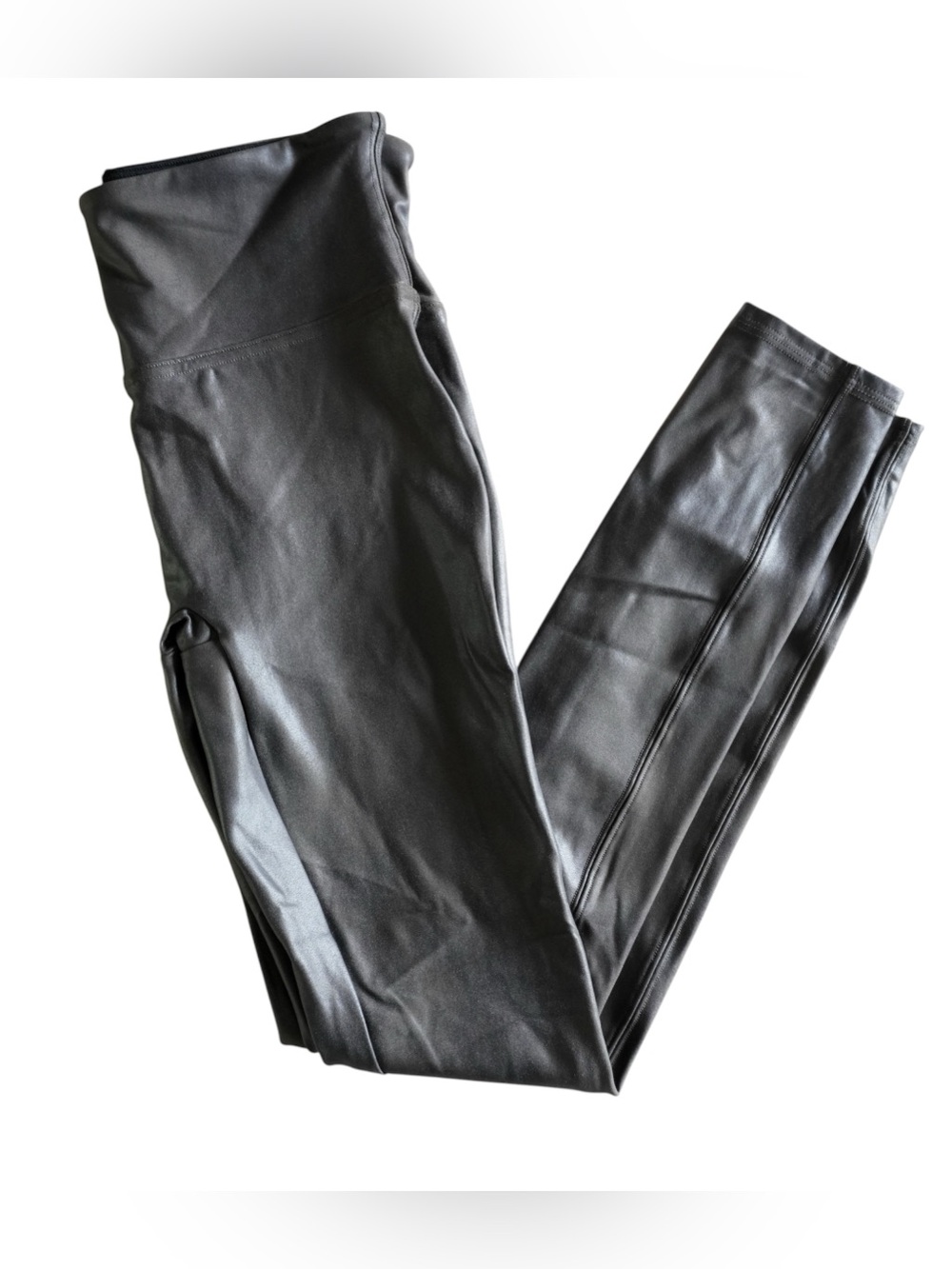 SPANX Faux Leather Grey Gunmetal Leggings